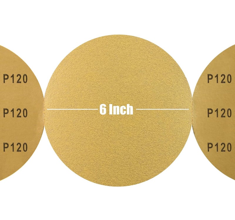 Shawya 100 PCS 6 Inch PSA Sanding Discs 120 Grit Sandpapers Self Stick Sand Paper Adhesive Backed Sandpaper Roll Designed for Woodworking Metal Polishing - Image 2